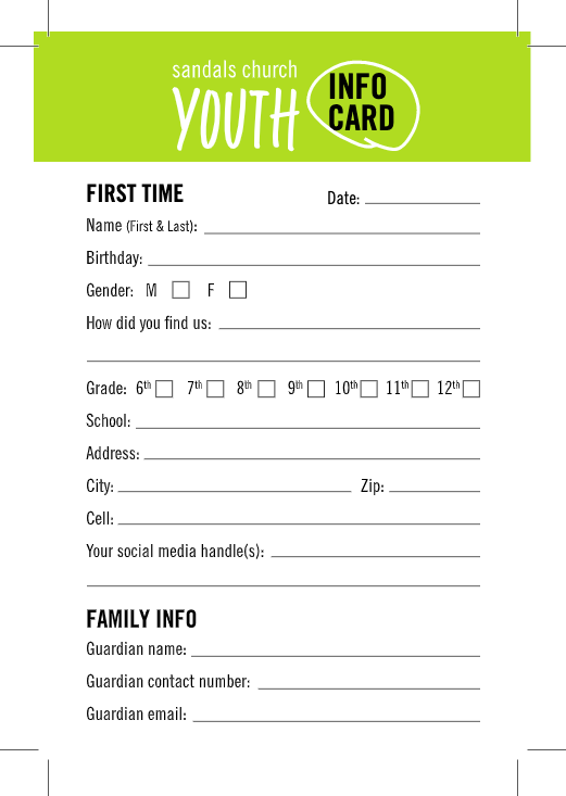 Youth New Student Card
