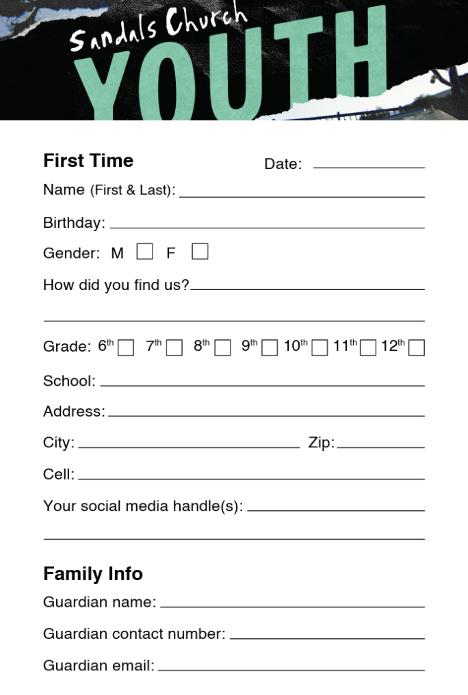 Youth New Student Card