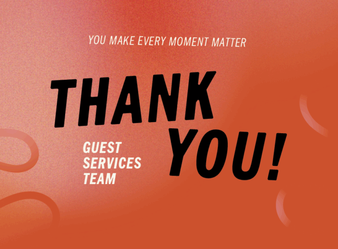 Real Team Guest Service Thank you cards