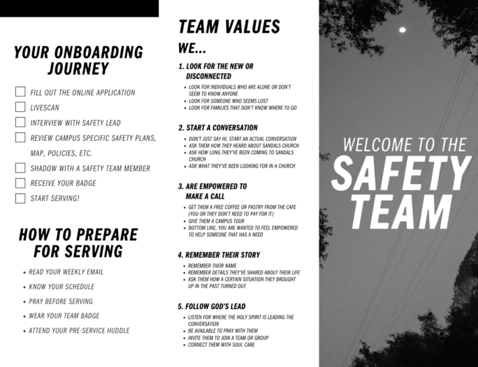 Safety Team Onboarding Brochure